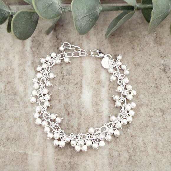 Jewelry - 925 Sterling Silver Dangle Bead Charm Bracelet Minimalist Unique Bracelet